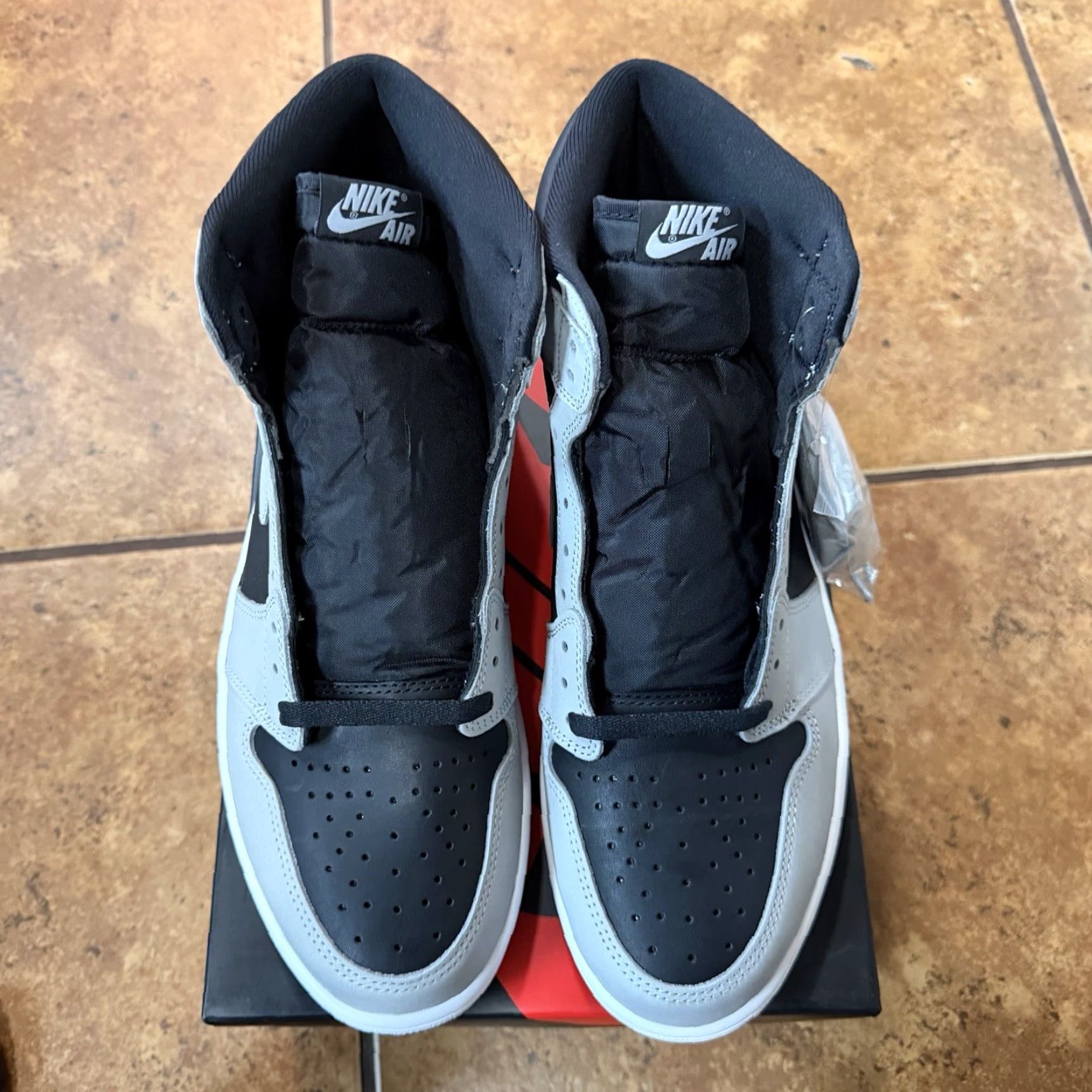 Jordan Brand Nike Jordan Shadow 2.0 High OG Retro Leather Sneaker 12 Men's Grey Black 555088-035 Size US 12 / EU 45 - 4 Thumbnail