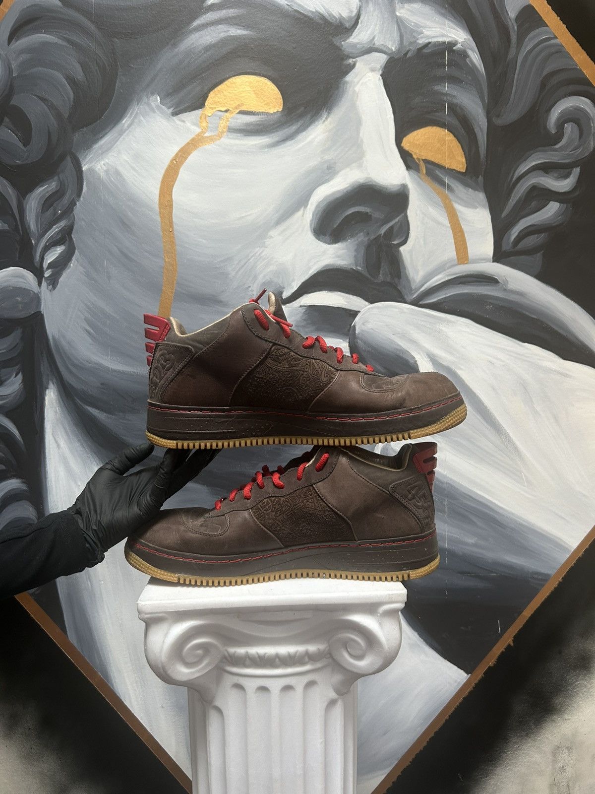 Designer brown and red af1 Size US 12 / EU 45 - 6 Thumbnail