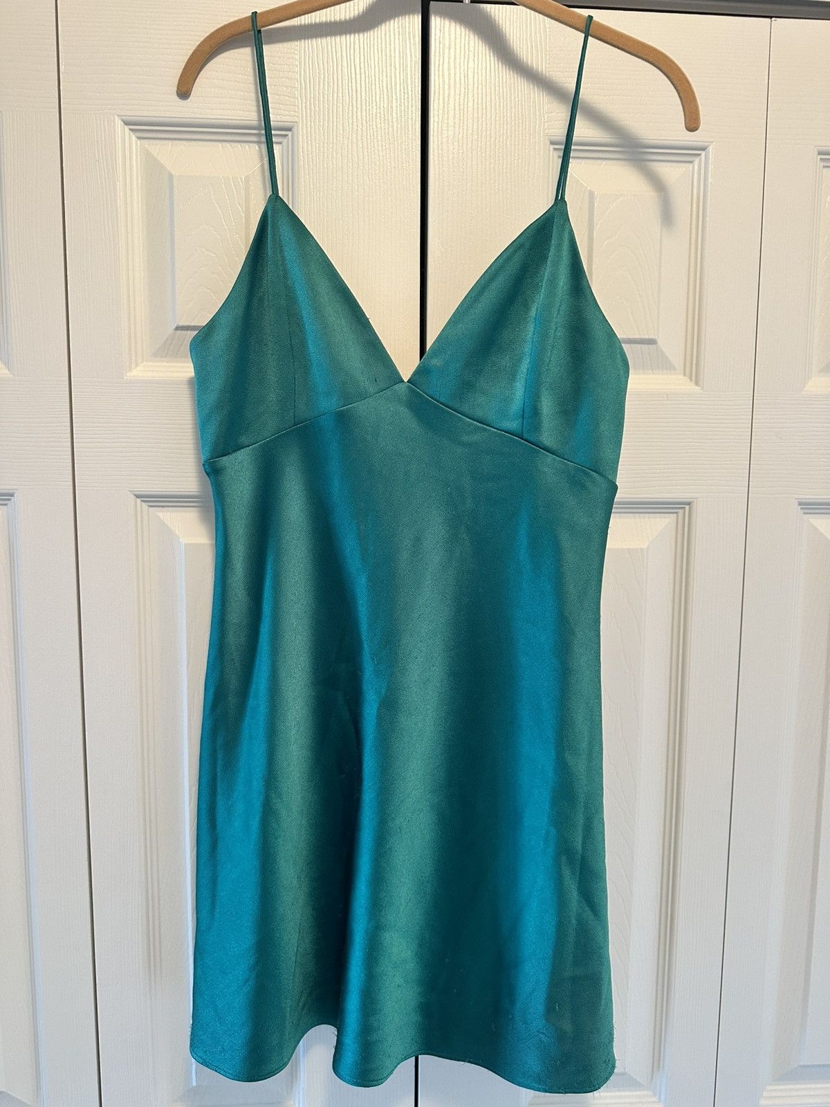 Alice + Olivia ALICE + OLIVIA JULIETTA MINI SLIP DRESS EMERALD GREEN SIZE 8 Size M / US 6-8 / IT 42-44 - 6 Thumbnail
