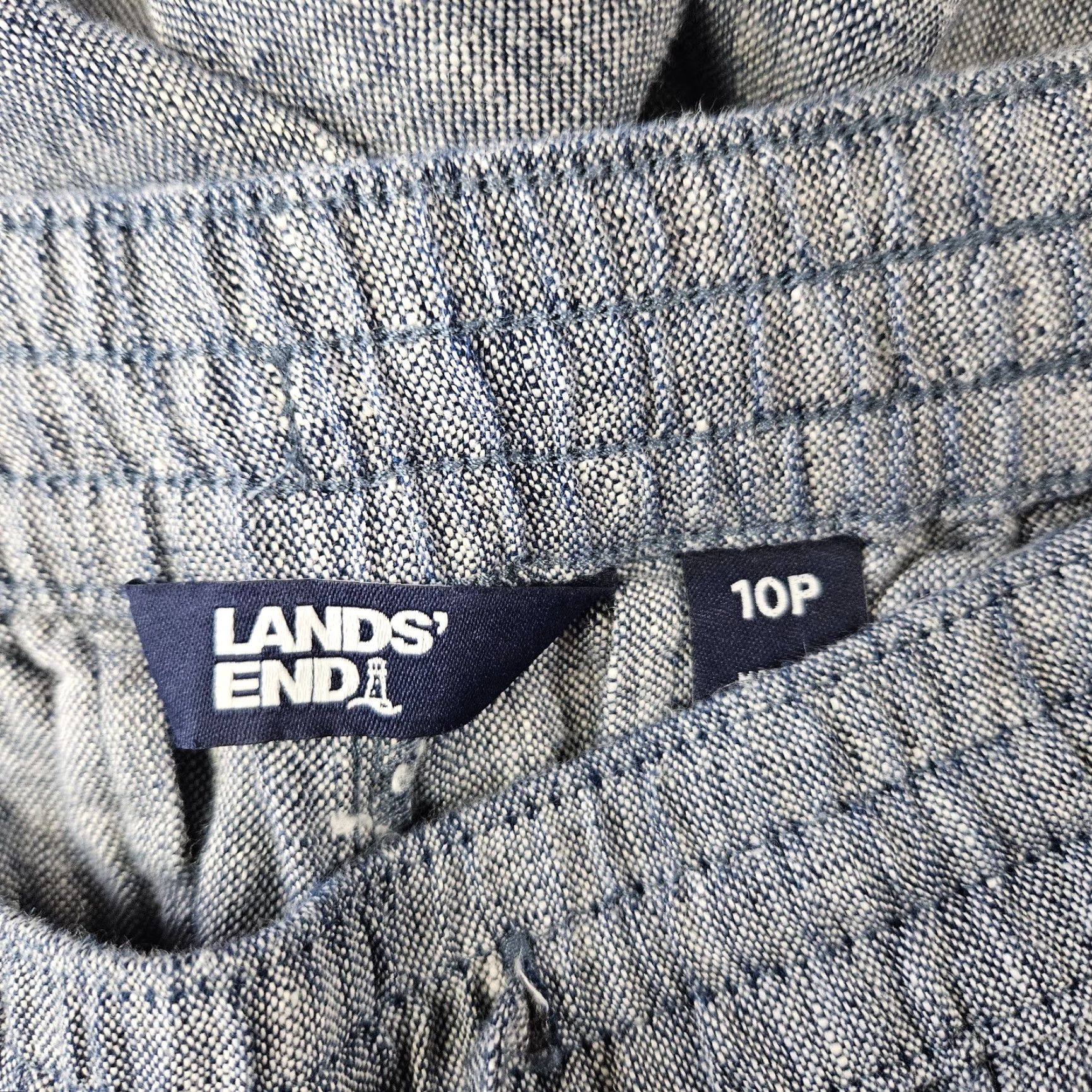 Lands' End Lands' End Womens Cropped Linen Pants Sz 10P Blue High Rise Pull On Pants Cropped Linen Blue 10P Womens Size 32" / US 10 / IT 46 - 7 Thumbnail
