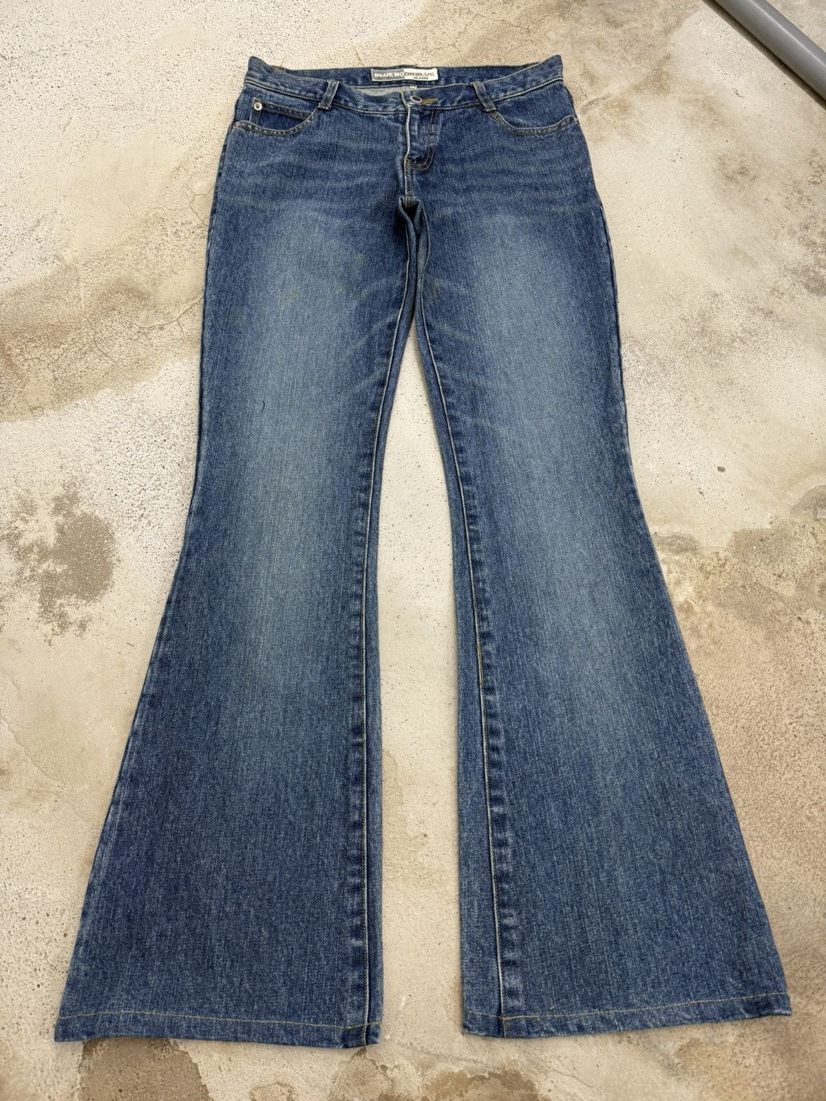 Japanese Brand Flare Vintage Blue Moon Blue Unisex Denim Pants Size US 27 - 1 Thumbnail