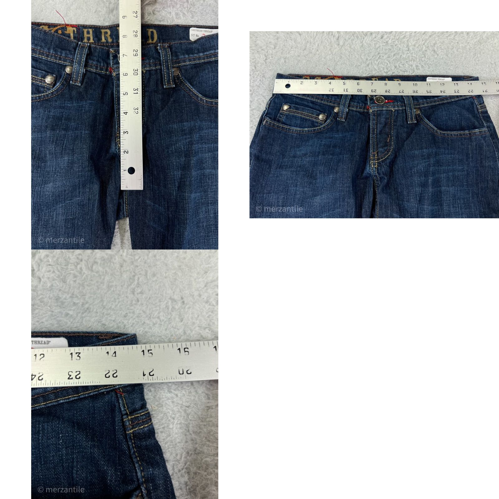 Vintage Southern Thread Jeans Women 27 Blue Denim Bootcut 5-Pocket Embroidered Rhinestone Dark Wash Stretch Jeans Womens Size 27" / US 4 / IT 40 - 9 Thumbnail