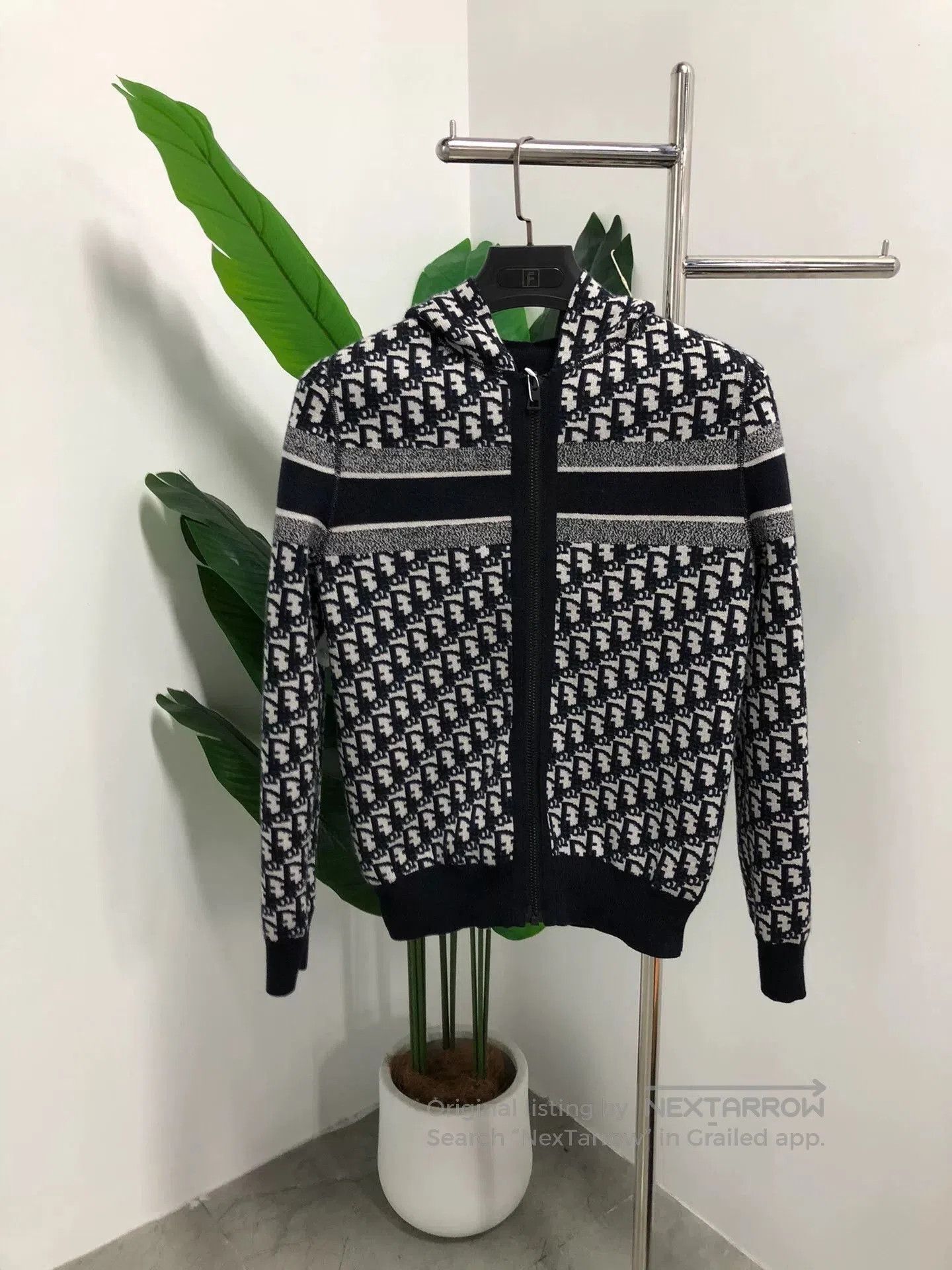 Dior Dior Oblique Print Hooded Zip Sweatshirt. Size L / US 10 / IT 46 - 1 Thumbnail
