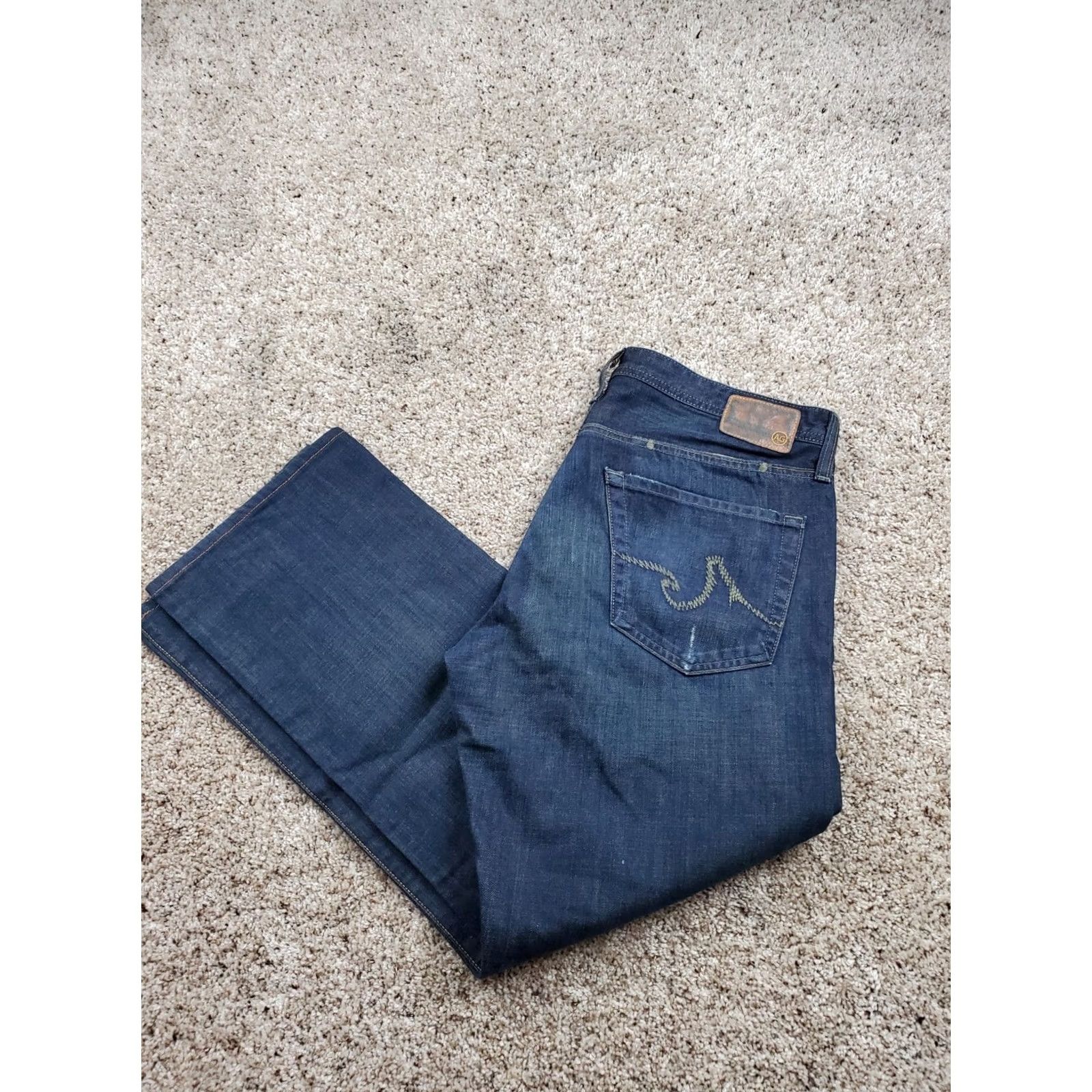 Vintage AG Adriano Goldschmied The Protégé Jeans 34x29 Meas. Mens Blue Straight Leg Size US 34 / EU 50 - 2 Thumbnail