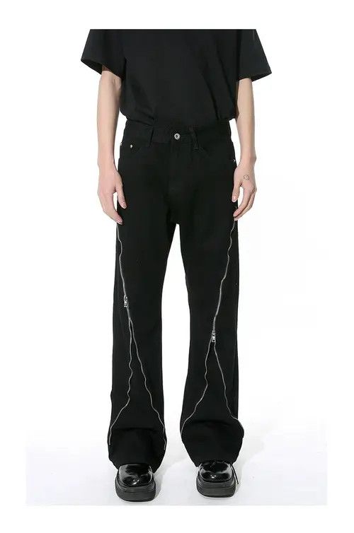 VIBE Opium Zipper Flared Stack Black Denim Jeans Size US 32 / EU 48 - 1 Thumbnail