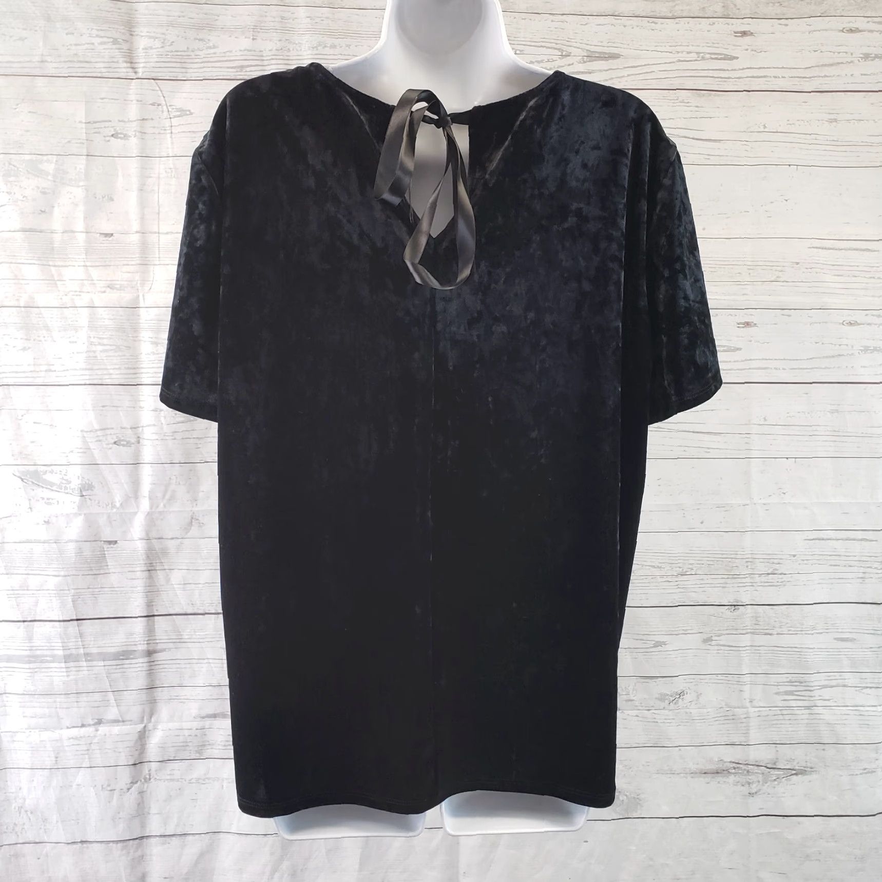 Velvet Beach Lunch Lounge Monique Velvet Top Womens XL Solid Black Short Sleeve Blouse Size XL / US 12-14 / IT 48-50 - 4 Thumbnail