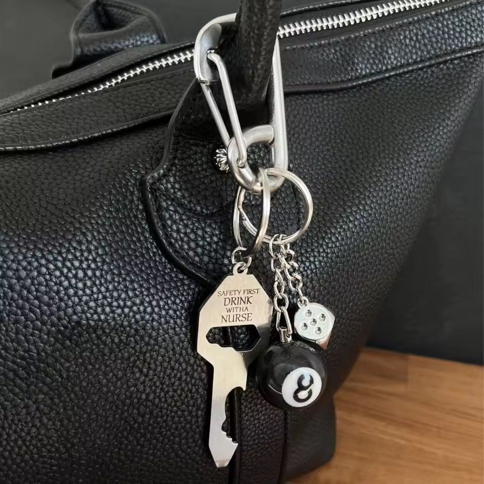 Other Black No 8 Billiard Lucky Dice Bottle Opener Keychain Size ONE SIZE - 2 Thumbnail