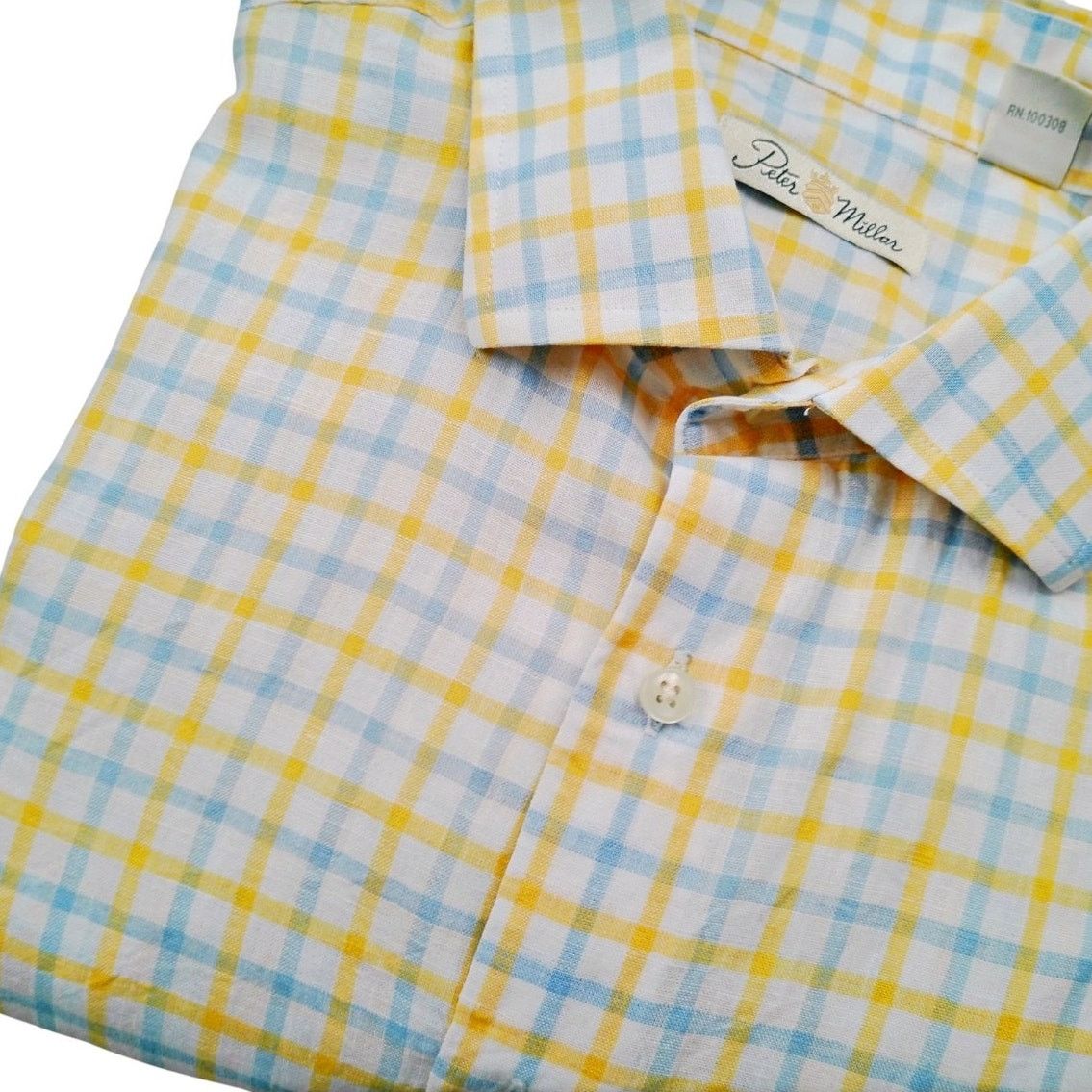 Peter Millar Peter Millar Linen Blend Plaid S/S Button Down Shirt Size US L / EU 52-54 / 3 - 1 Thumbnail