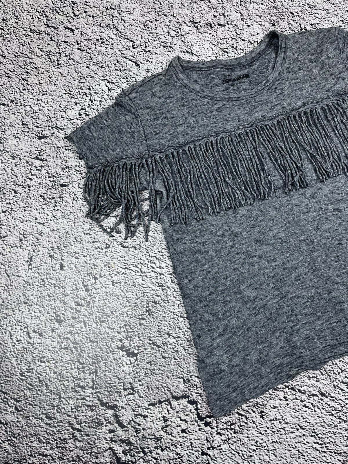 Zadig & Voltaire Vintage Zadig & Voltaire Grey Fringe T-Shirt Size S / US 4 / IT 40 - 2 Thumbnail