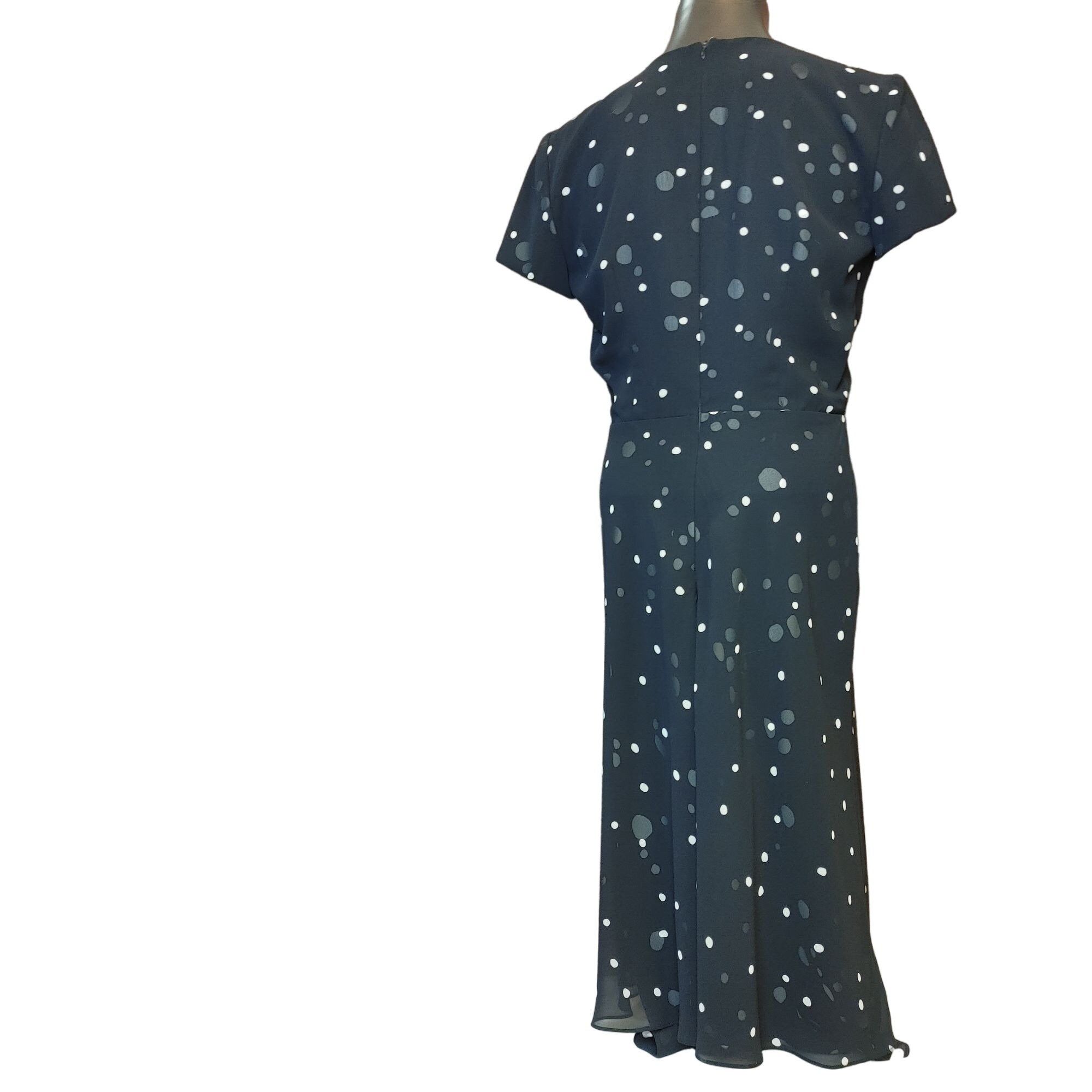Other DAVID WARREN Womens 6 Black Polka Dot Faux Wrap Midi Dress F Size M / US 6-8 / IT 42-44 - 2 Thumbnail