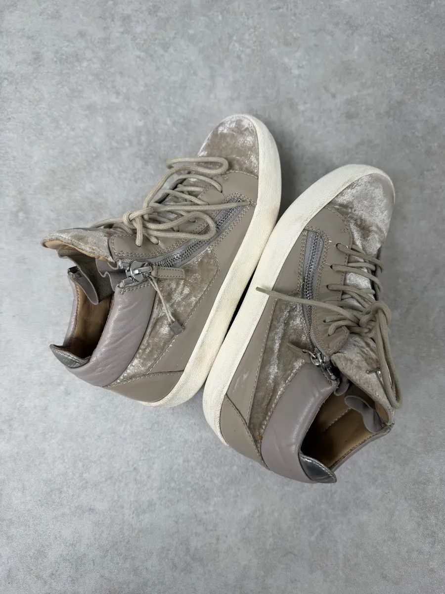 Giuseppe Zanotti Giuseppe Zanotti Beige Velvet High Sneakers Size US 8 / EU 41 - 6 Thumbnail