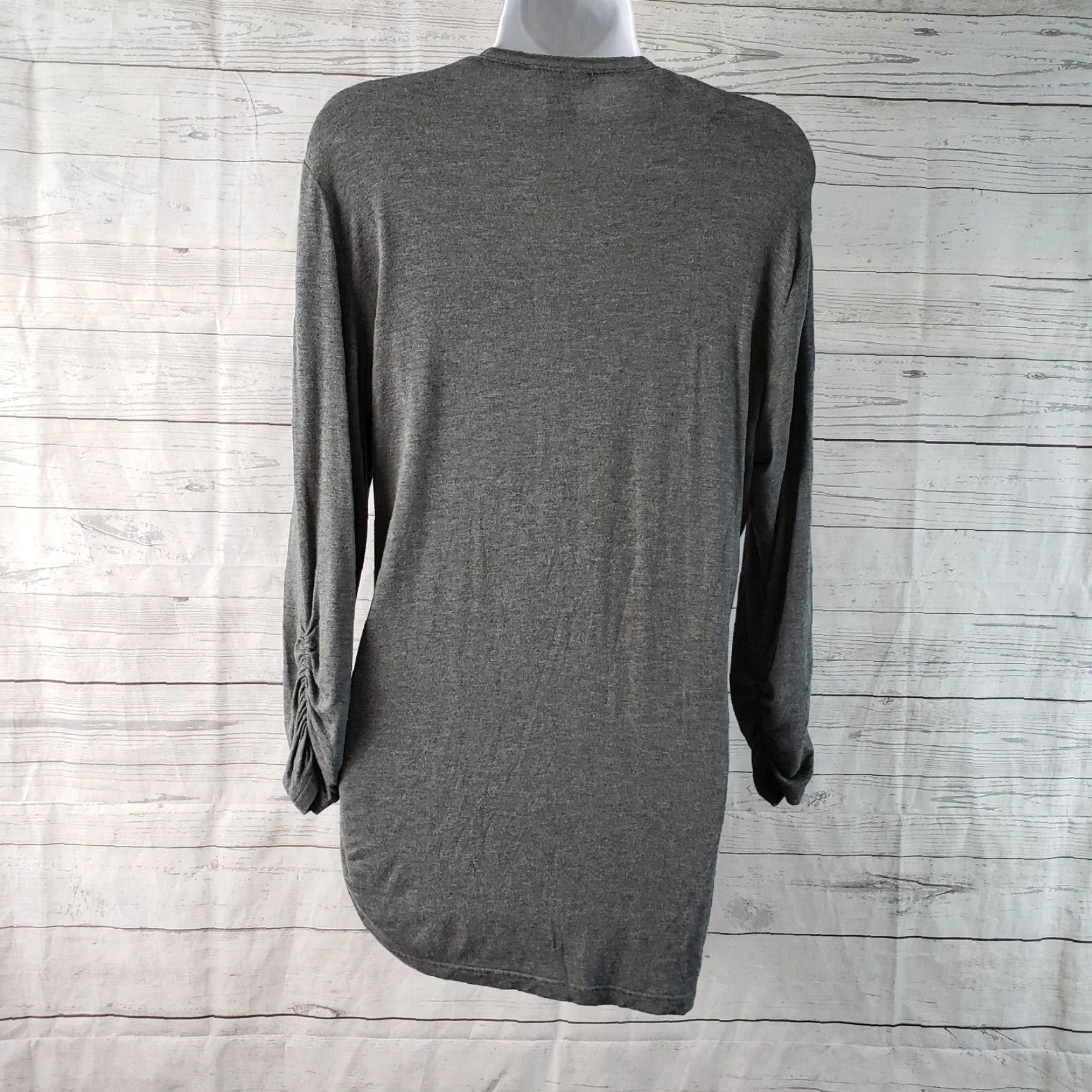 Vintage Sundance Velvet Front Top Blouse Womens L Gray Maroon Ruched Sleeve Scoop Neck Top Size L / US 10 / IT 46 - 4 Thumbnail