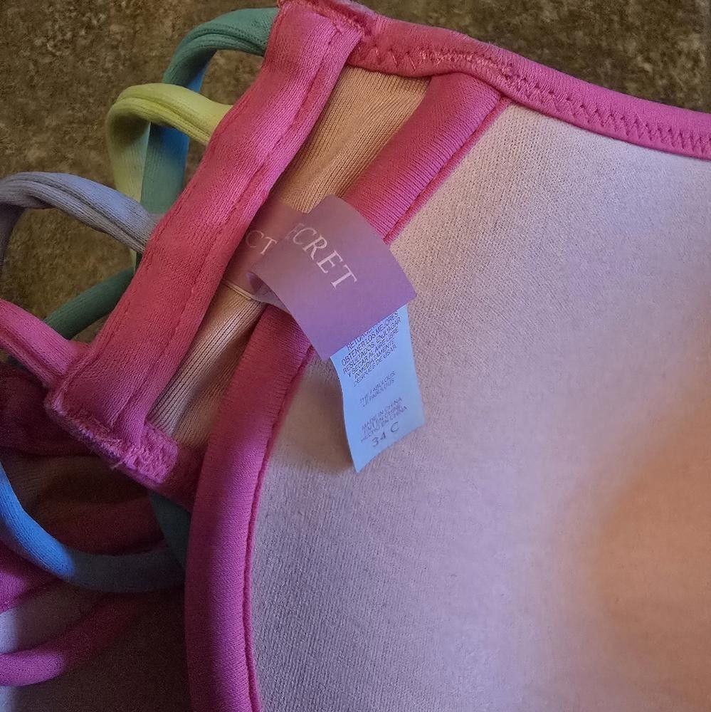 Designer Pink Multicolored VS Bikini Top Size ONE SIZE - 3 Thumbnail