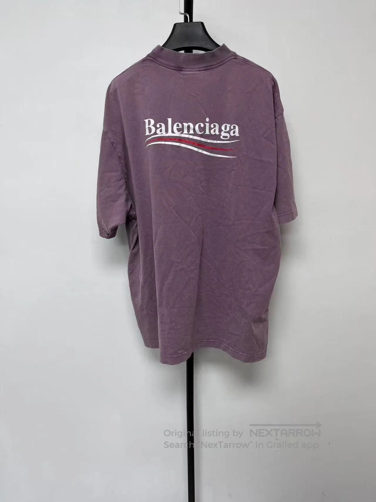 Balenciaga Balenciaga Men's Purple Letter Crewneck T-shirt. Size US M / EU 48-50 / 2 - 2 Thumbnail