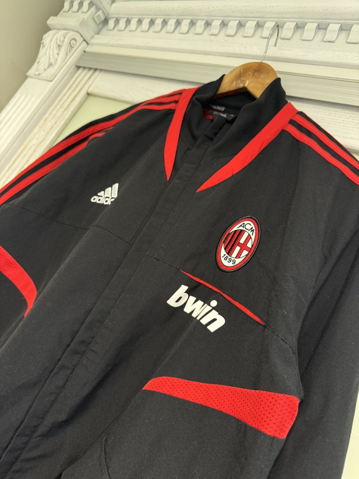 Adidas Vintage Milan 2007-2008 Soccer Track Jacket Tracksuit Top Size US L / EU 52-54 / 3 - 6 Thumbnail
