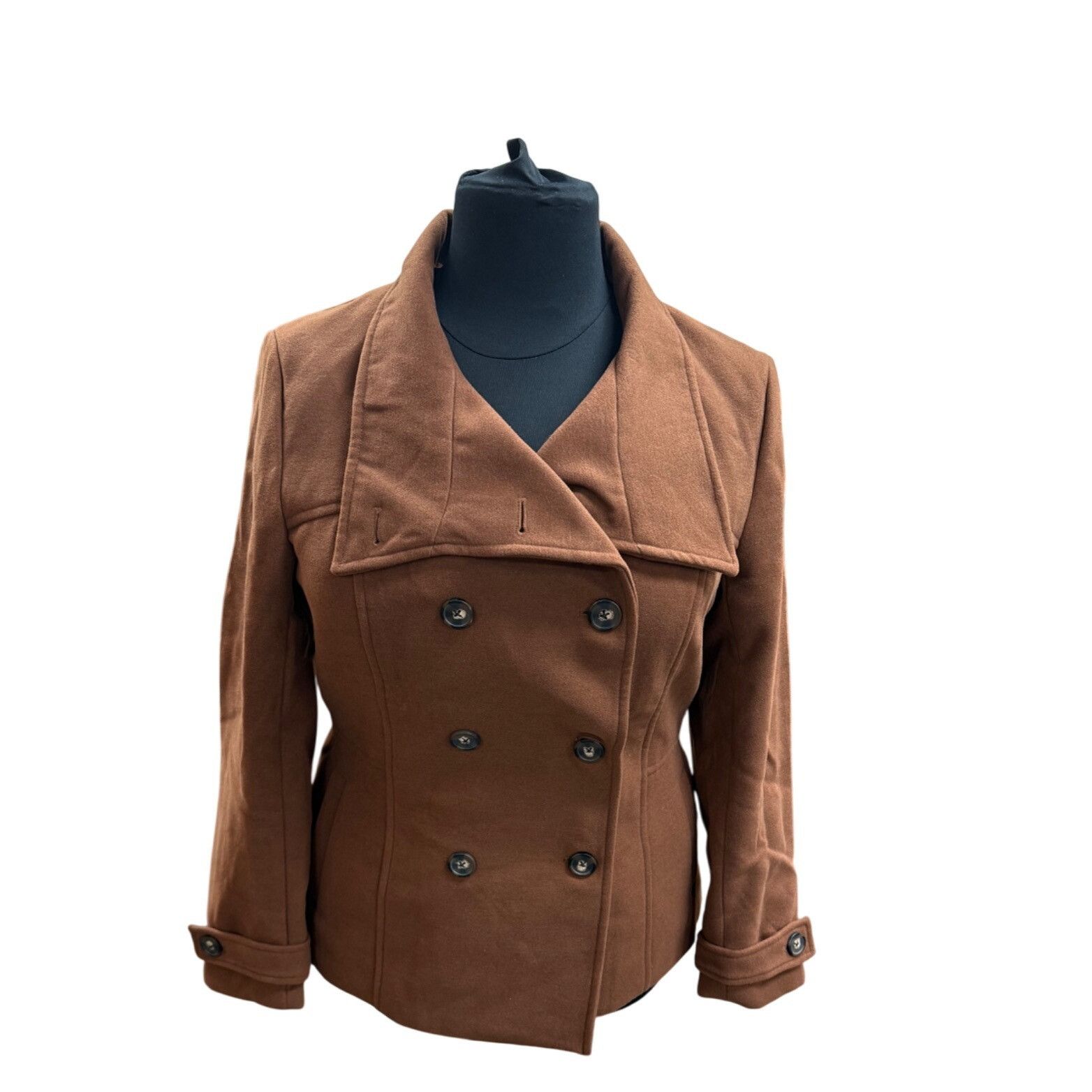 Other Brown Double-Breasted Peacoat With Wide Collar XL Size XL / US 12-14 / IT 48-50 - 2 Thumbnail