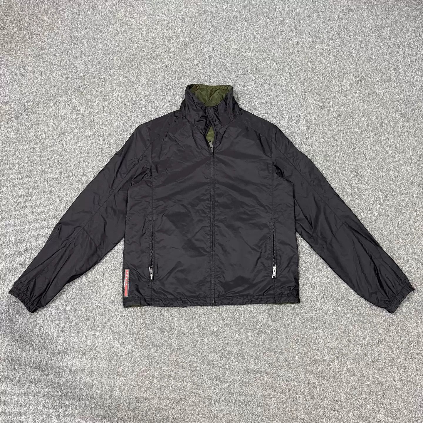 Prada Prada Black Green Logo Hem Double-Sided Cotton Jacket 50 Size US M / EU 48-50 / 2 - 1 Thumbnail