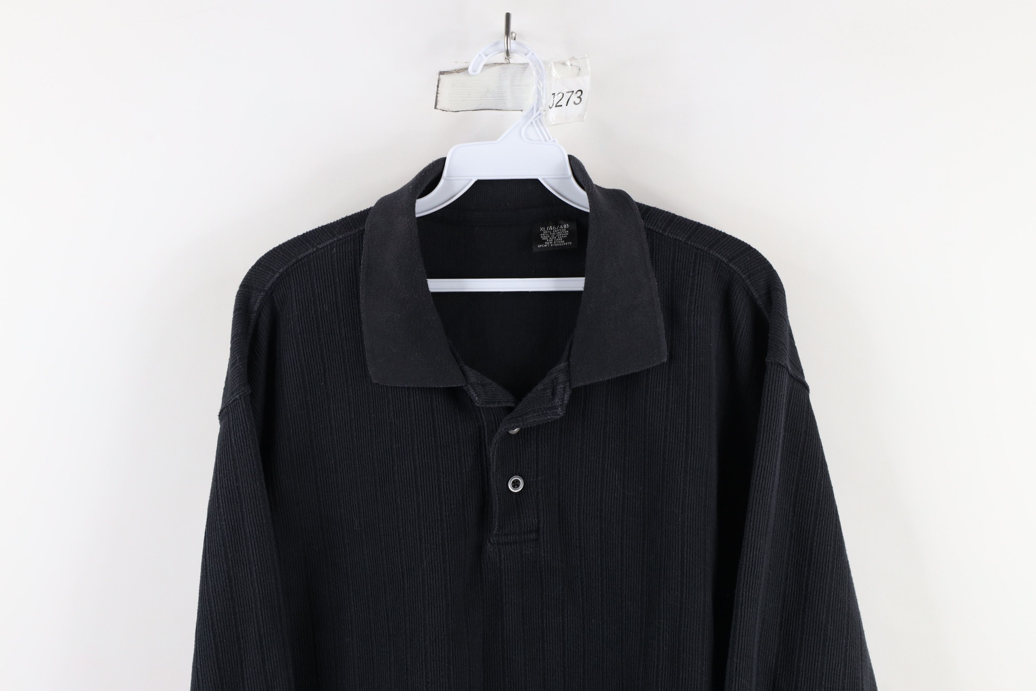 Vintage Vintage 90s Streetwear Ribbed Long Sleeve Rugby Polo Black Size US XL / EU 56 / 4 - 2 Thumbnail