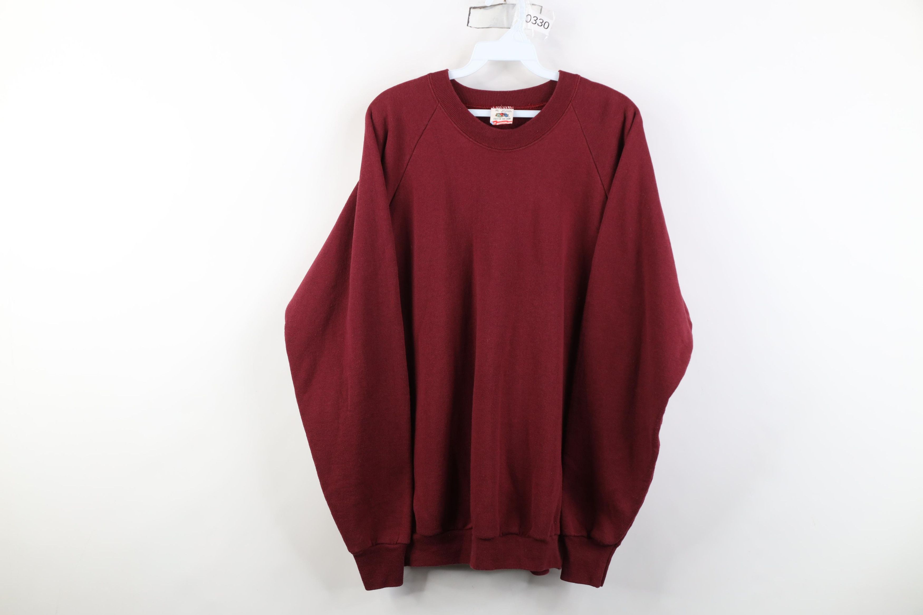 Vintage Vintage 90s Streetwear Crewneck Sweatshirt Burgundy Red USA Size US XL / EU 56 / 4 - 1 Thumbnail