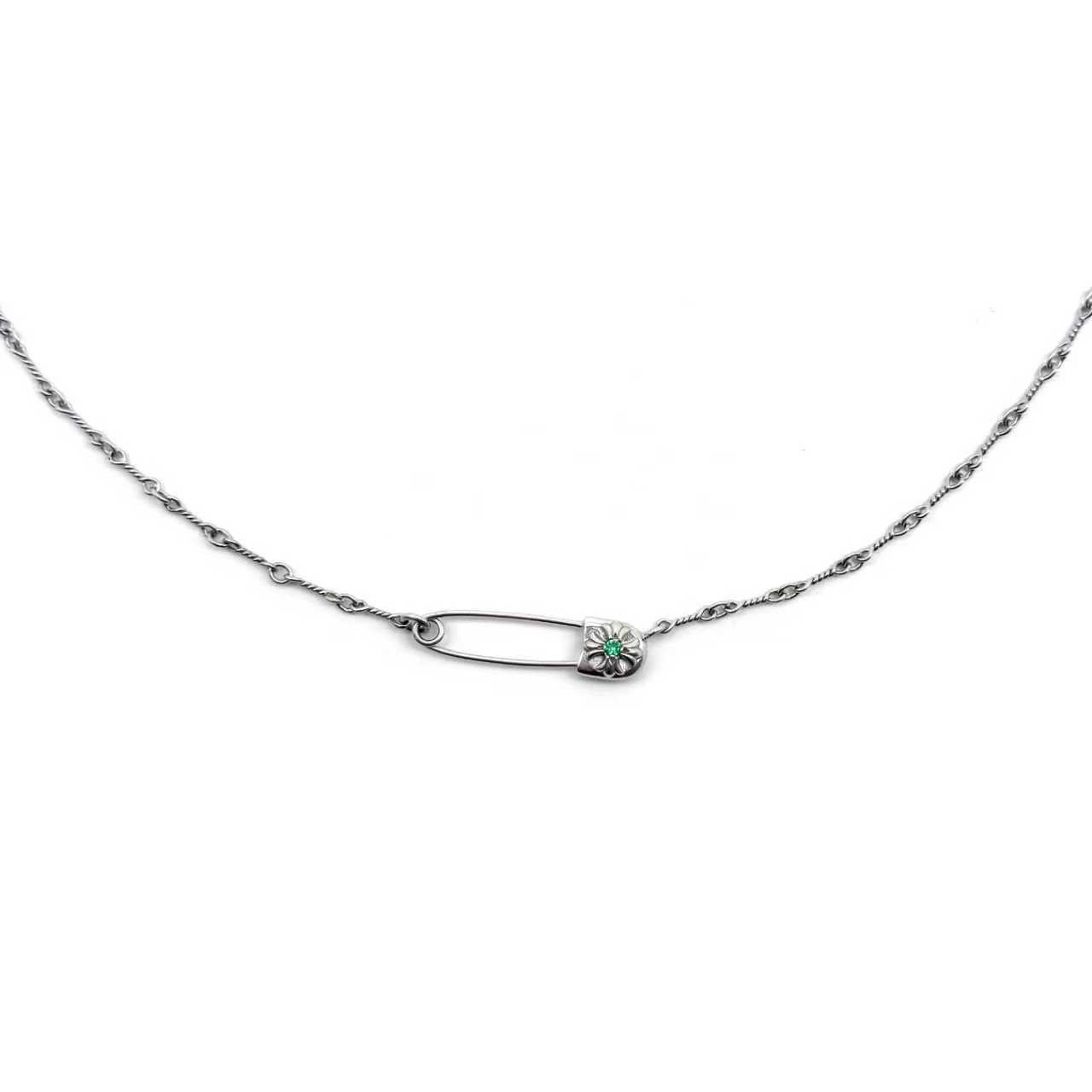 Chrome Hearts Chrome Hearts 18K White Gold Emerald Pin Safety Necklace Size ONE SIZE - 3 Thumbnail