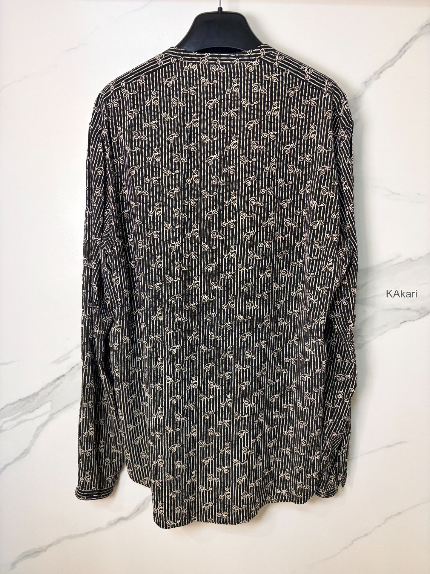 Anthony Vaccarello Saint Laurent SLP Silk Printed Henley Shirt Size US M / EU 48-50 / 2 - 2 Thumbnail