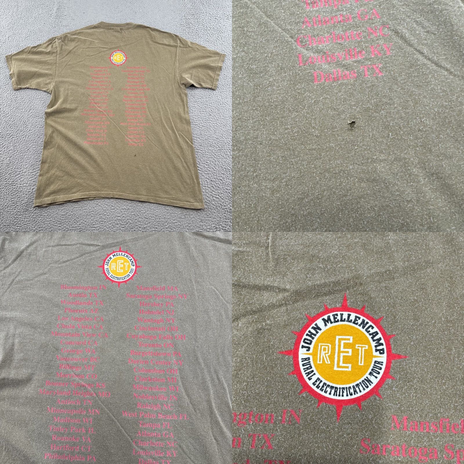 Vintage VTG 90s John Mellencamp Rural Electrification Tour T Shirt Mens Graphic Tee USA Made Brown Cotton Short Sleeve L Rockabilly USA Made Mens Size US L / EU 52-54 / 3 - 8 Thumbnail