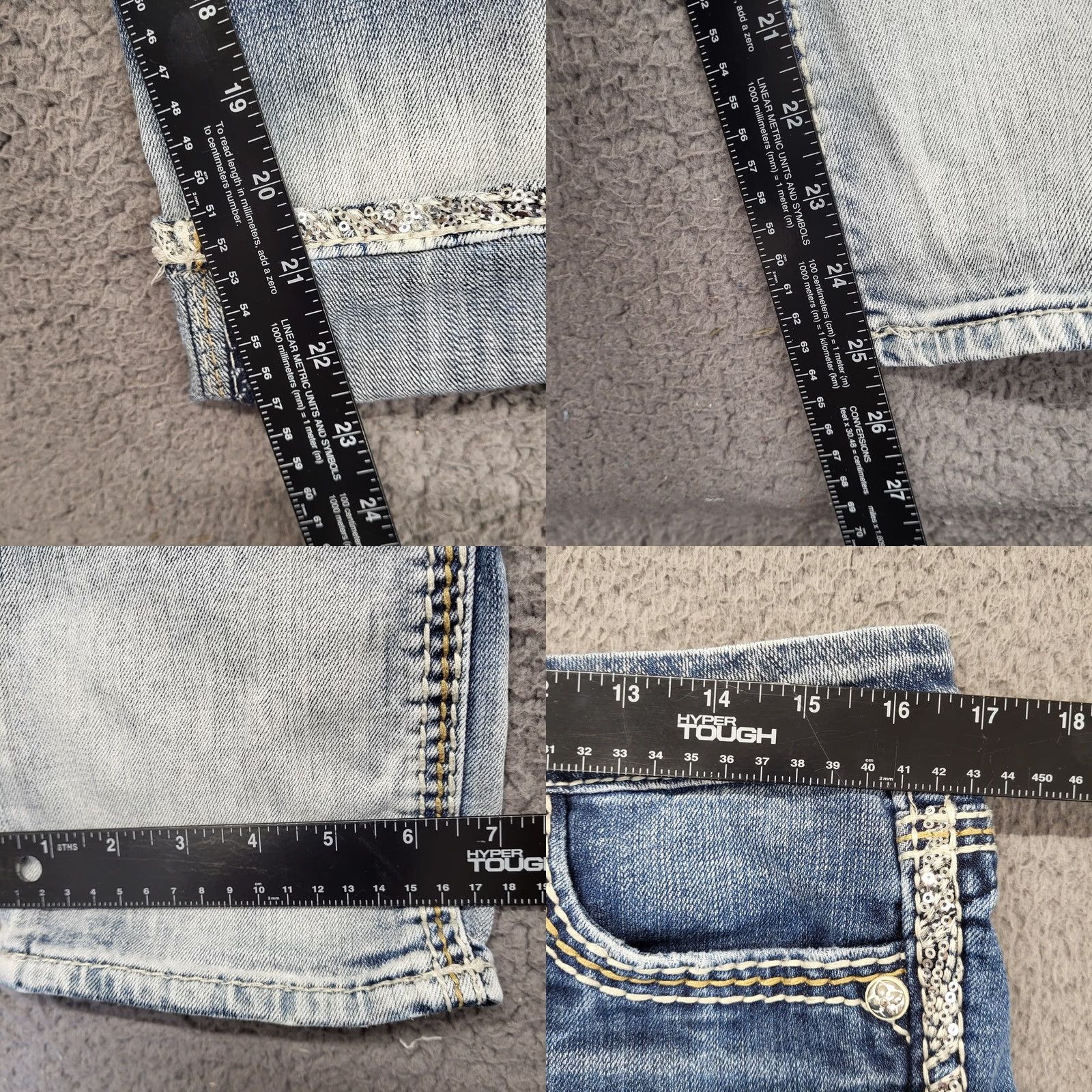 Vintage Rock Revival Capri Womens 31 Denim Embroidered Bedazzled Aroa Capris 5-Pocket Buckle Bke Jeans Blue Short/Medium Sized Womens Size ONE SIZE - 9 Thumbnail
