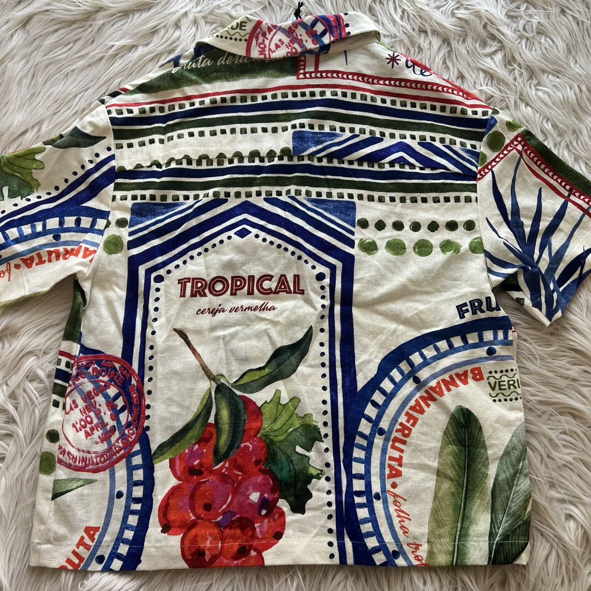 Rachel Zoe Rachel Zoe Linen Top Hawaiian Shirt Boxy Tropical Fruit XS Size XS / US 0-2 / IT 36-38 - 7 Thumbnail