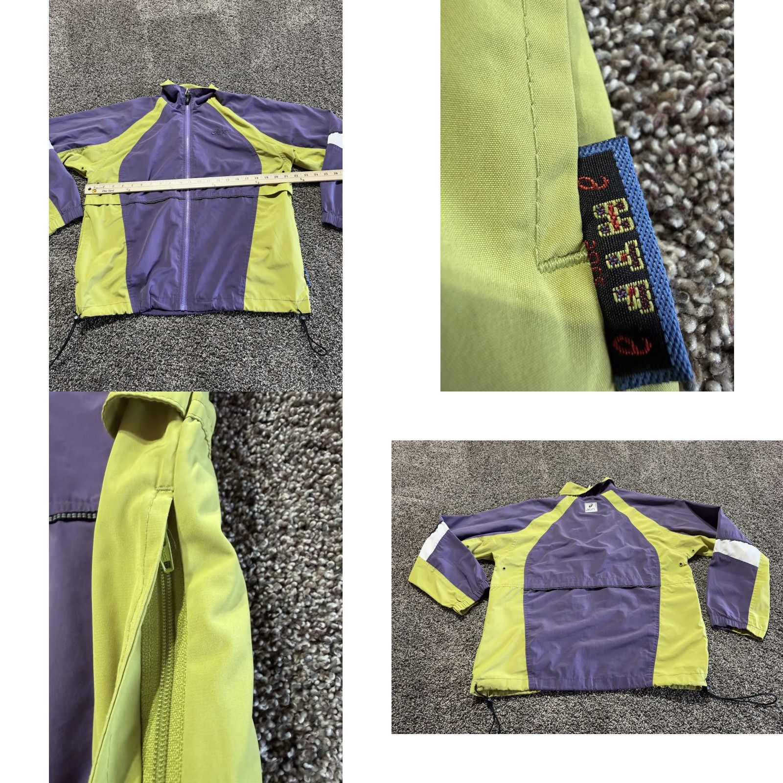 Asics VINTAGE ASICS Womens Running Windbreaker Jacket Purple Green Full Zip Vented Size M / US 6-8 / IT 42-44 - 8 Thumbnail