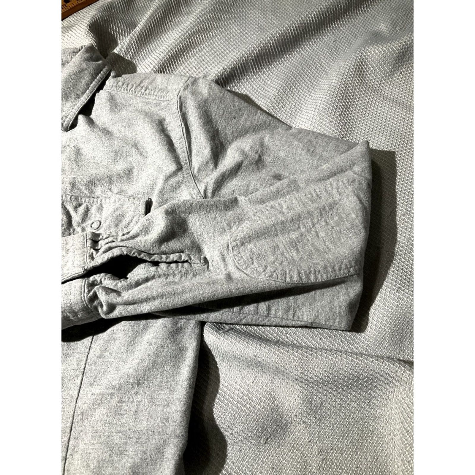 Vintage Woolrich Shirt Womens Medium Gray Pearl Snap Button-Up Flannel Chamois 100% Cotton Casual Preppy Basic Size M / US 6-8 / IT 42-44 - 5 Thumbnail