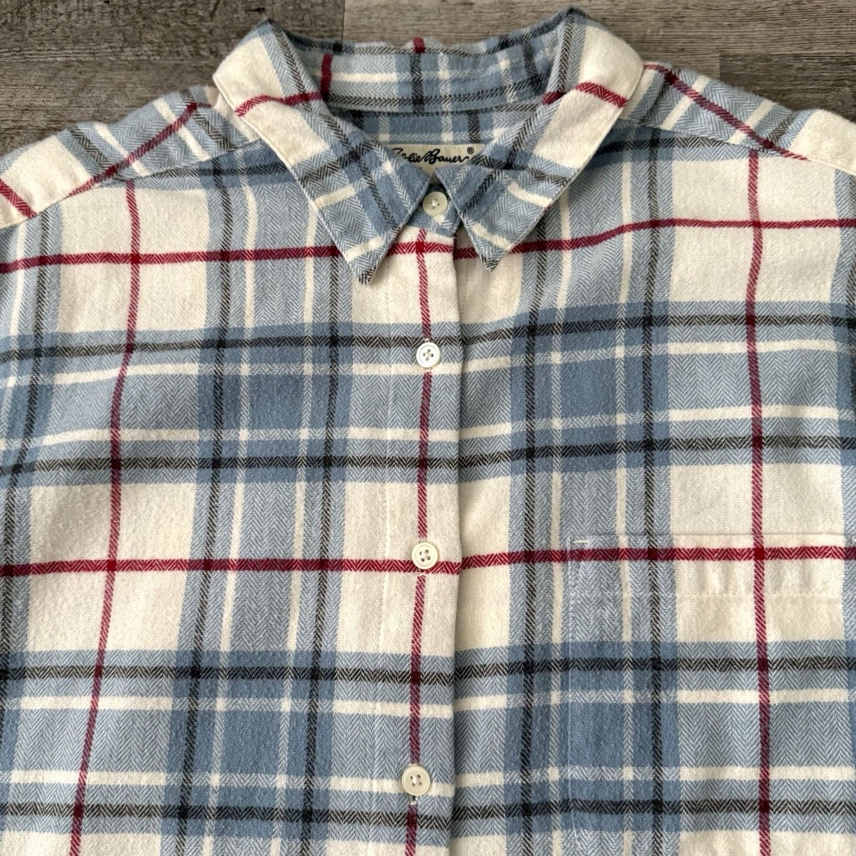 Eddie Bauer VINTAGE Eddie Bauer Button-Up Shirt Womens 2XL Flannel Blue Plaid Long Sleeve Casual Travel Indoor Outdoor Size XXL / US 16-18 / IT 52-54 - 5 Thumbnail