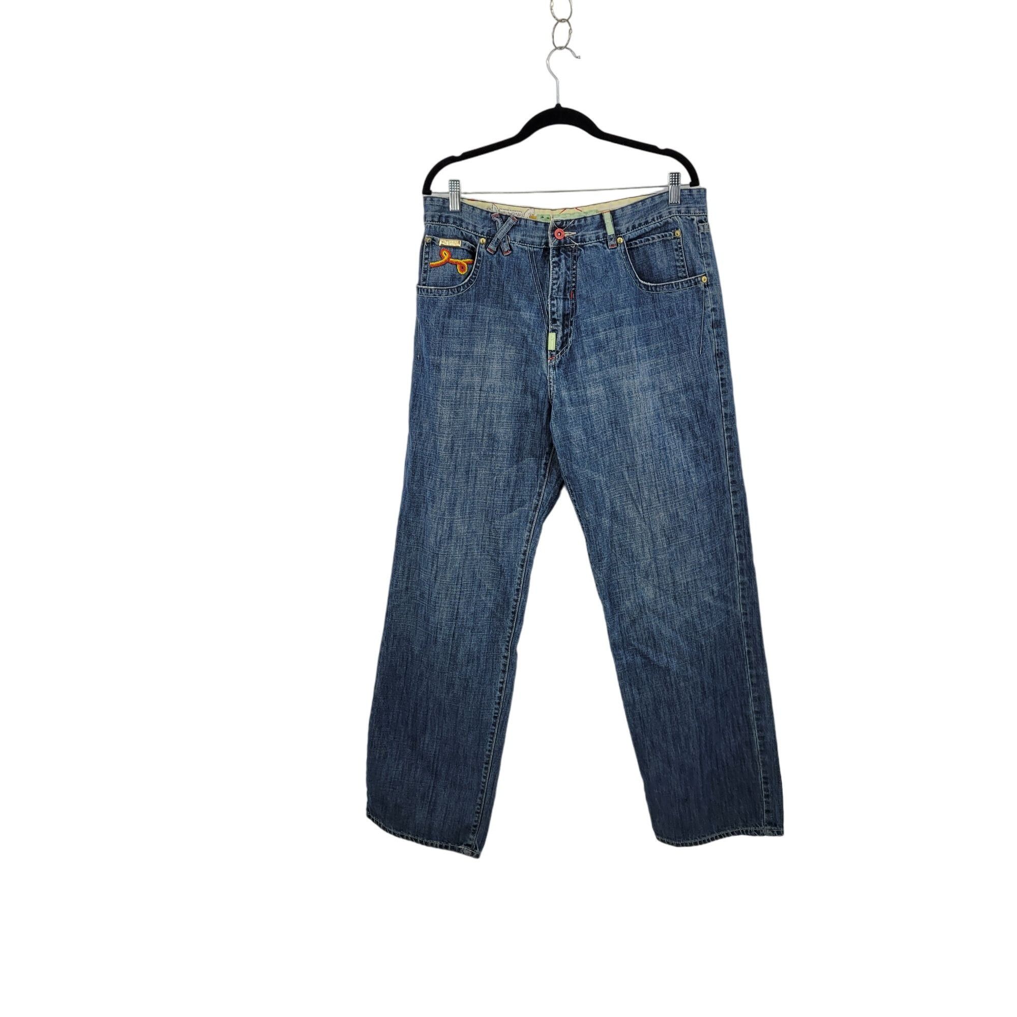 LRG Vintag High Waisted Sea Bead Embroidered Jeans 36 Blue Denim Size 36" / US 14 / IT 50 - 5 Thumbnail