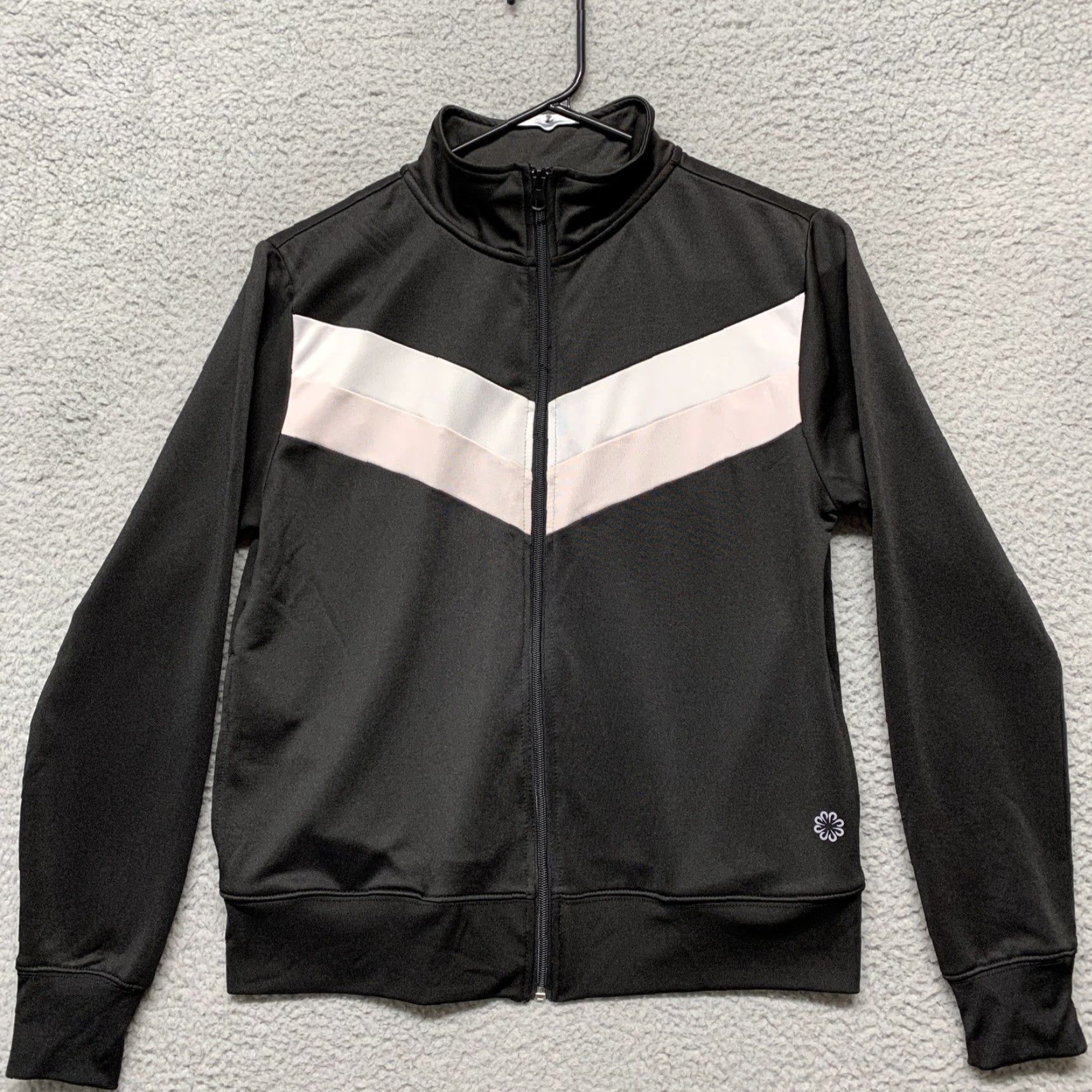 Pro Player PRO PLAYER Women's Size S Black Jacket w/White & Pink Stripe 2-Pockets Full Zip Jacket Size S / US 4 / IT 40 - 2 Thumbnail