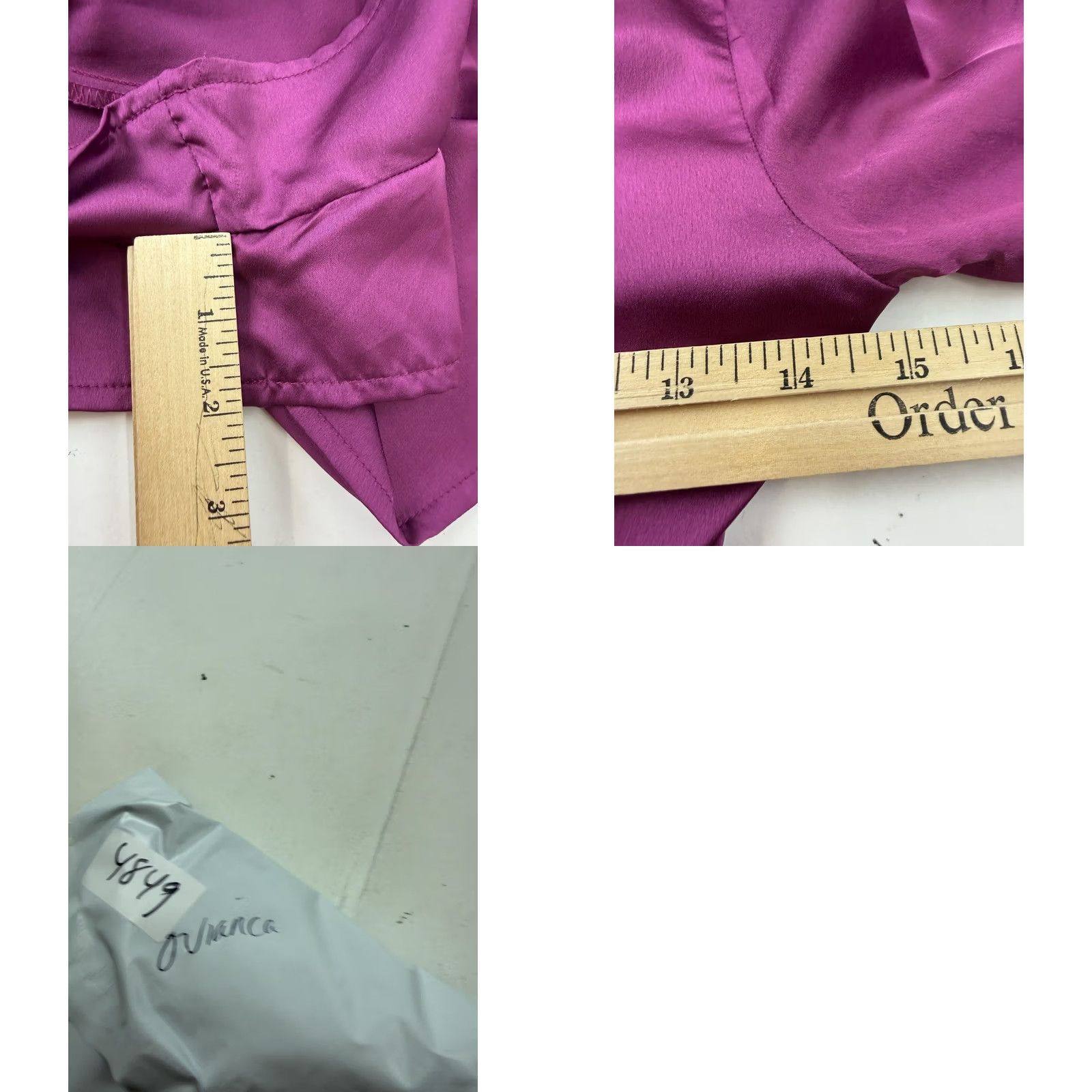 Vintage O.VIANCA Romper Womens Medium Purple Satin Long Sleeve Ruffle Belted V Neck Size M / US 6-8 / IT 42-44 - 8 Thumbnail