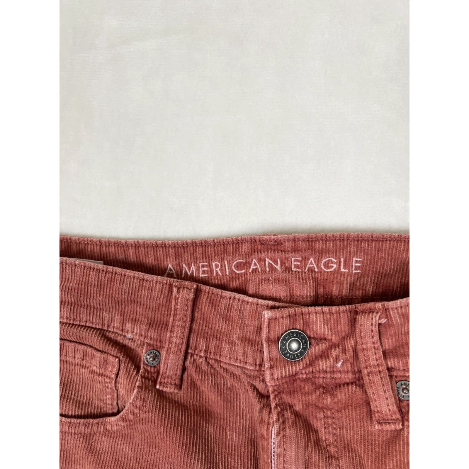 American Eagle Outfitters American Eagle Slim Straight Jeans Womens 2 Rust Red Corduroy Stretch Size 26" / US 2 / IT 38 - 4 Thumbnail