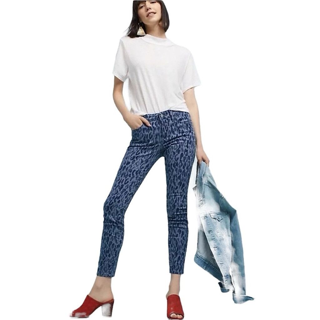 Anthropologie Anthropologie Pilcro Jeans Skinny Leopard Classic SZ 26 Blue Size 26" / US 2 / IT 38 - 3 Thumbnail