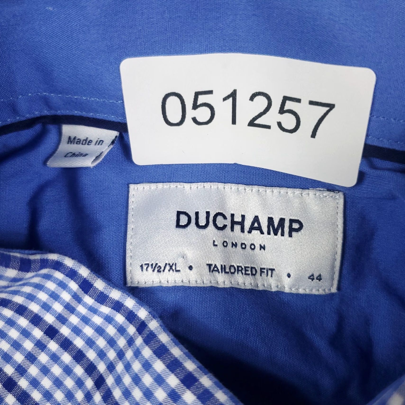 Vintage Duchamp Shirt Men Size 17.5 XL Blue Check Dress Button Up Long Sleeve Size 46R - 6 Thumbnail
