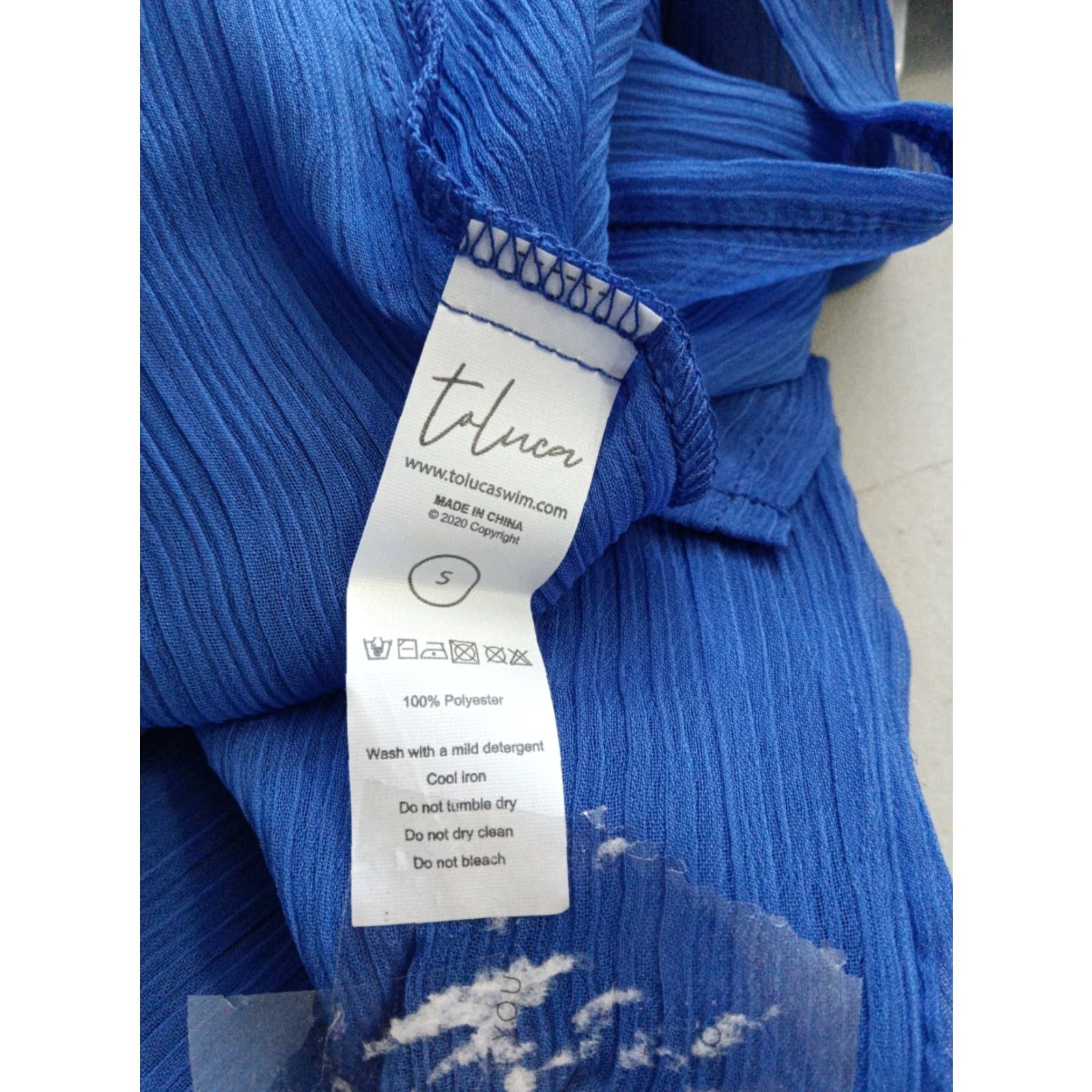 Vintage Toluca Swim Blue Maxi Cowl Neck Sheer Dress - Womens Size S Beach Cover Up, Sleeveless, Long, Polyester, 100% Polyester, Solid, Summer Size S / US 4 / IT 40 - 5 Thumbnail