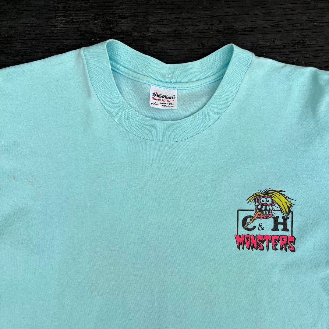 Vintage C&H Monsters Skateboards 1980 80s USA Made Skate T-Shirt Size US L / EU 52-54 / 3 - 5 Thumbnail