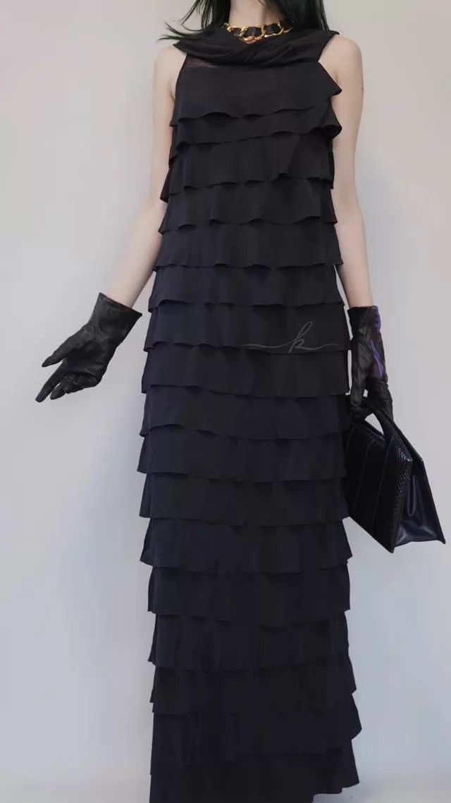 Fendi Fendi Vintage Black Silk Tulle Hepburn Evening Gown IT40 S Size S / US 4 / IT 40 - 6 Thumbnail