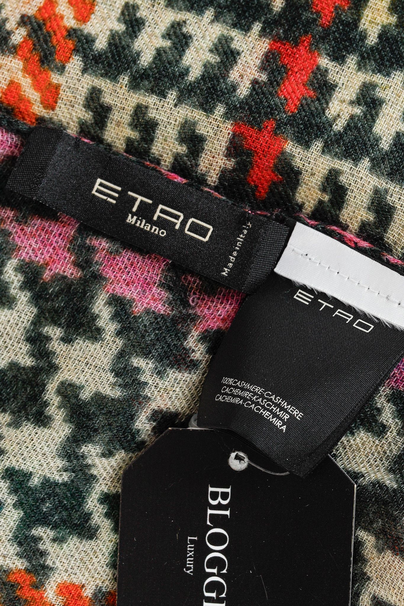 Etro Etro Beige & Black Multicoloured Houndsooth Cashmere Scarf Size ONE SIZE - 3 Thumbnail