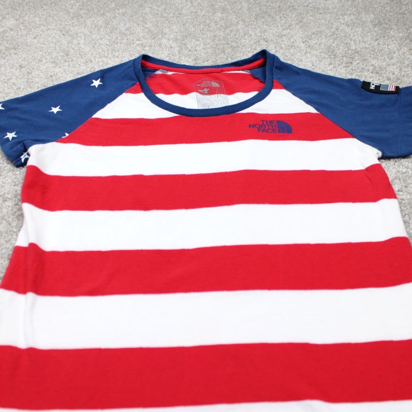 The North Face The North Face Shirt Womens Medium Red/White/Blue Cotton S/S Pullover Size M / US 6-8 / IT 42-44 - 5 Thumbnail