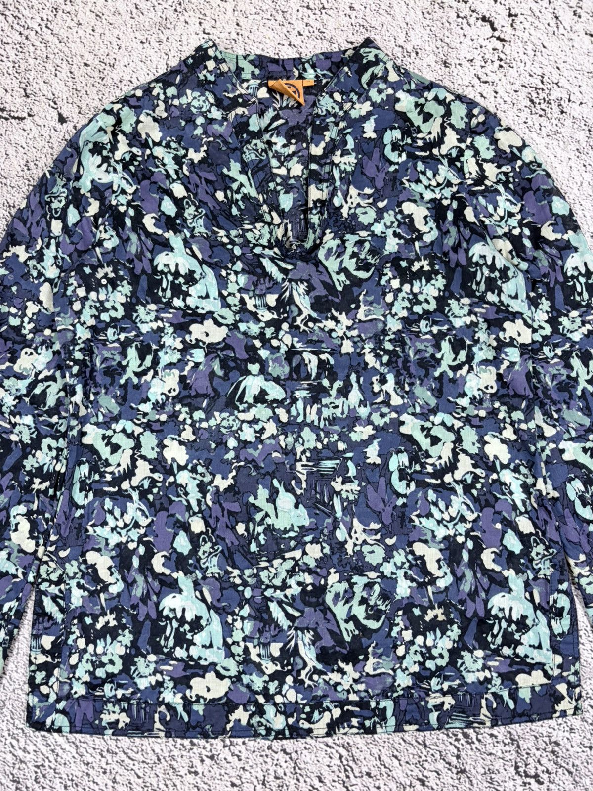 Tory Burch Vintage Tory Burch Blue Abstract Floral Tunics Blouse 12 Size M / US 6-8 / IT 42-44 - 3 Thumbnail