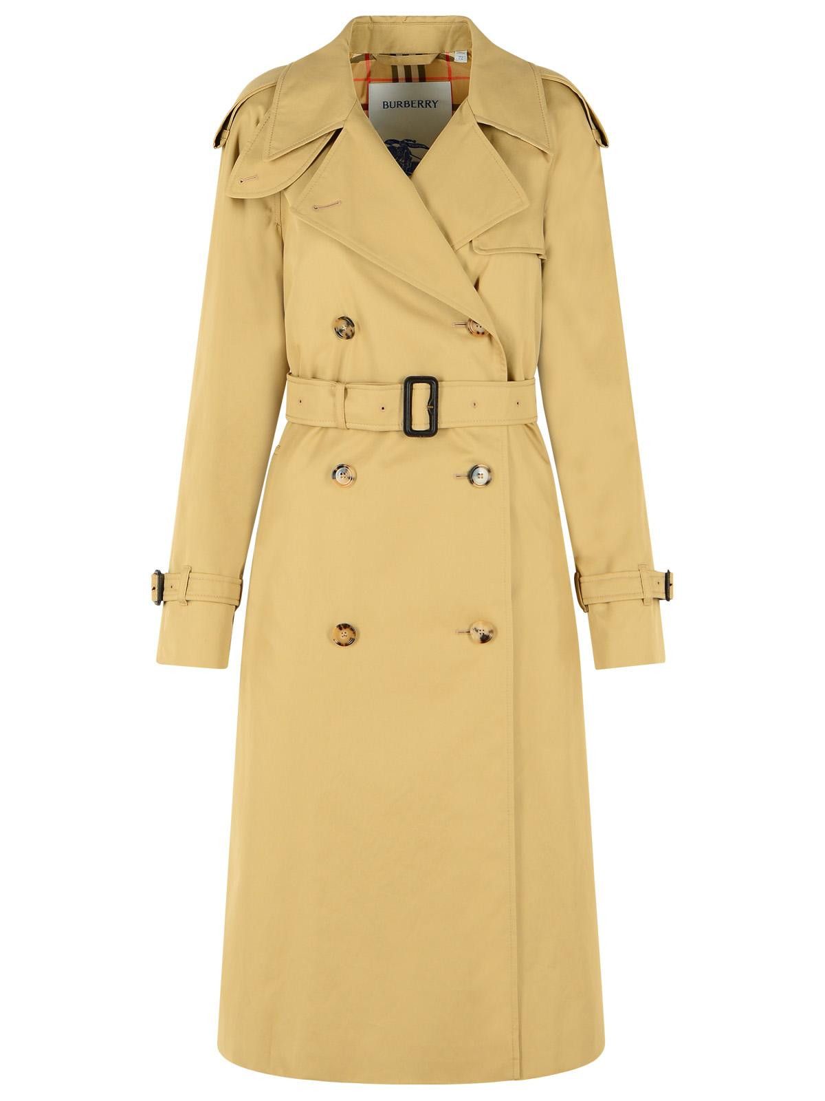 BURBERRY Long Beige Cotton 'Castleford' Trench Coat