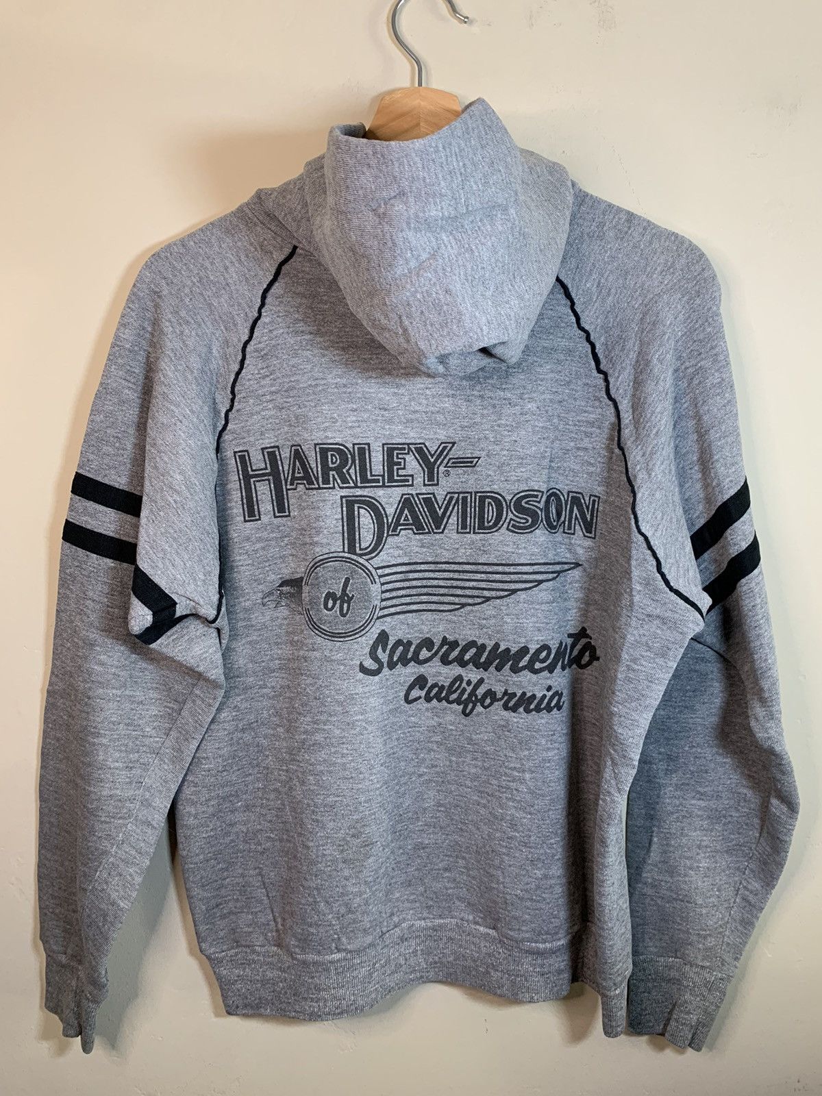 Harley Davidson × Vintage *RARE* Vintage 1970s Harley Davidson USA-Made Raglan Hoodie Size US L / EU 52-54 / 3 - 2 Thumbnail