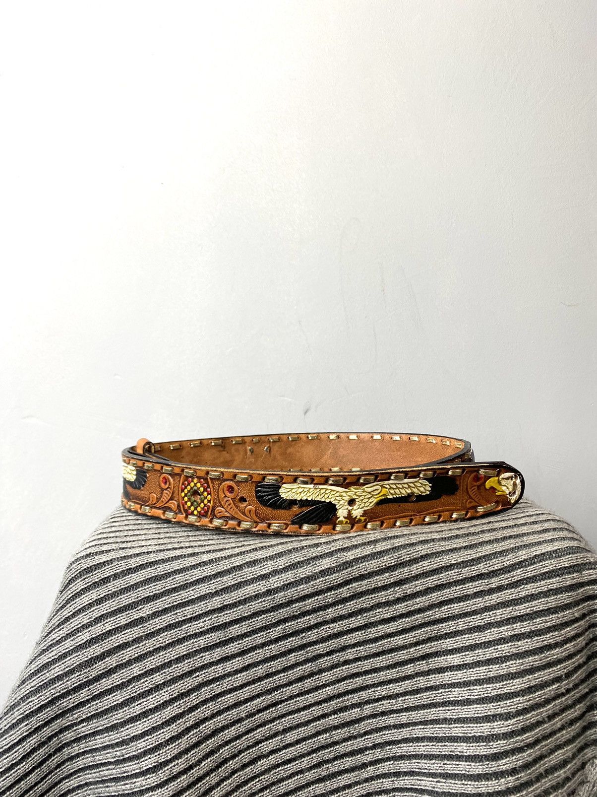 Cowboy Equipment Vintage Leather Belt Cowboy Western Style Metal Hype Size ONE SIZE - 2 Thumbnail