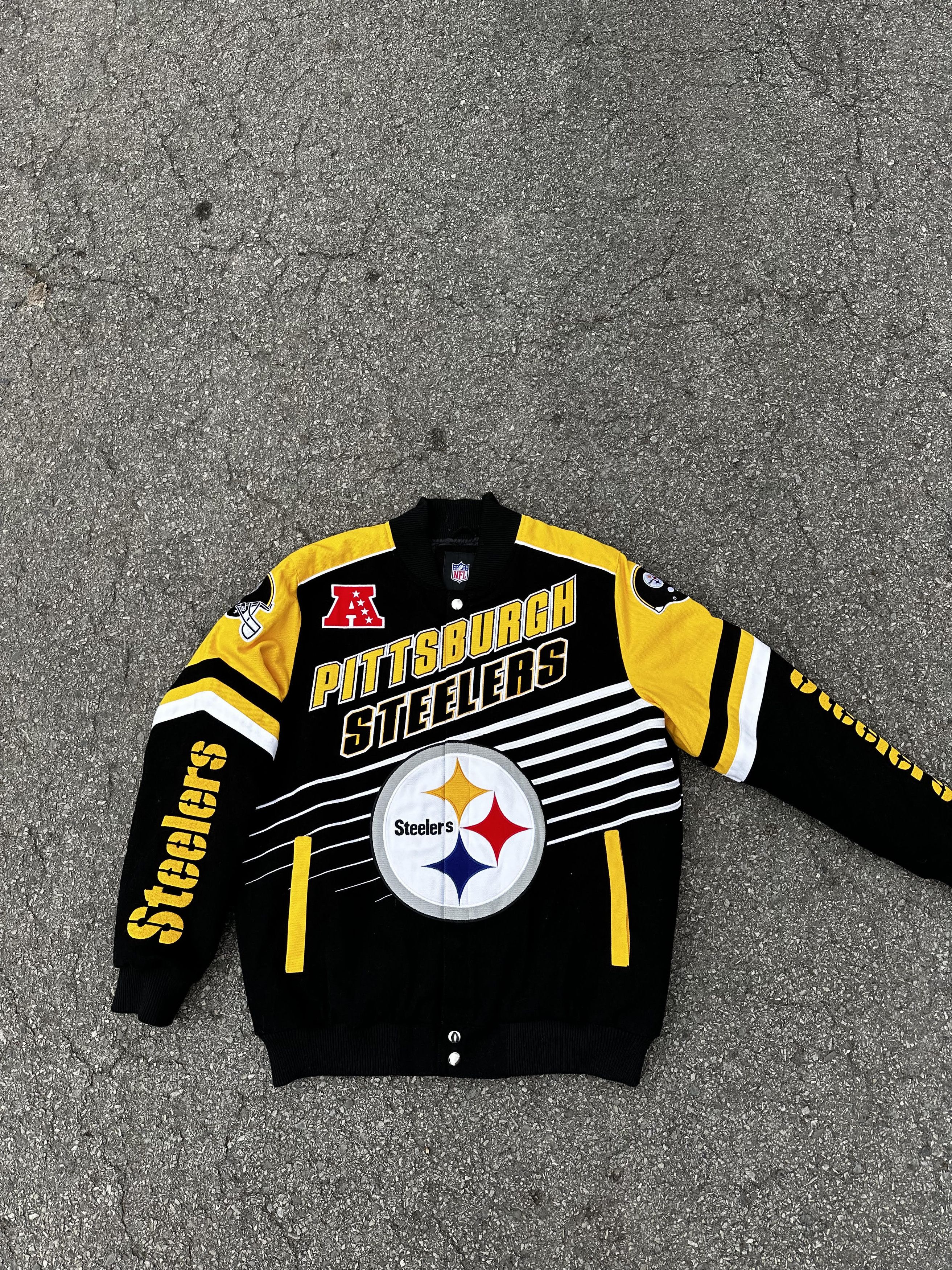 image of Hype x Nfl Pittsburgh Steelers All Over Print Jacket in Black/Yellow, Men's (Size XL)