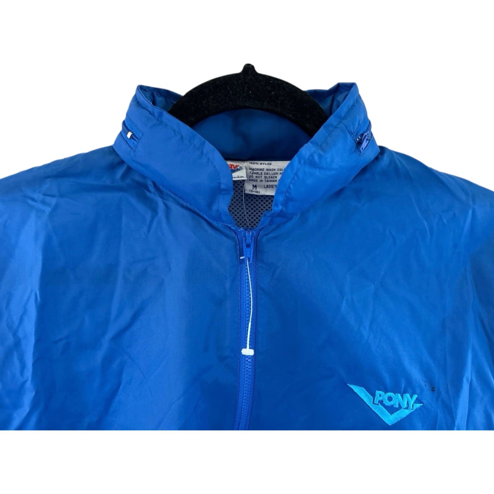 PONY VINTAGE PONY Windbreaker Jacket Womens M 80s Blue 1/2 Zip NWT Embroidered Logo Holiday? Size M / US 6-8 / IT 42-44 - 4 Thumbnail
