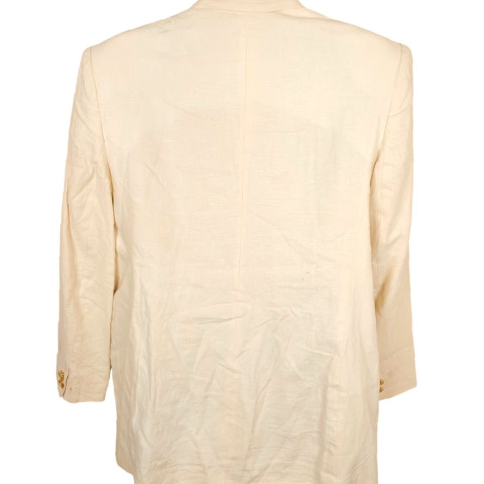Vintage VINTAGE Rafaella Blazer Womens 14 Double-Breasted 90s Cream Linen Uniform Jacket Size XL / US 12-14 / IT 48-50 - 5 Thumbnail