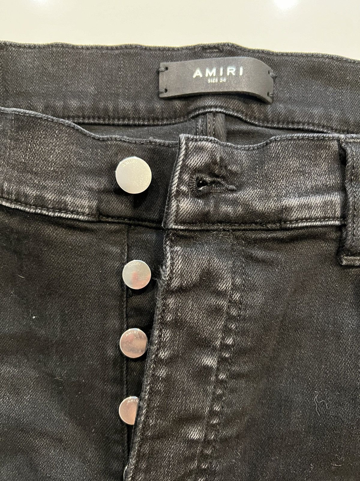 Amiri Black leather camo X1 Size US 34 / EU 50 - 2 Thumbnail